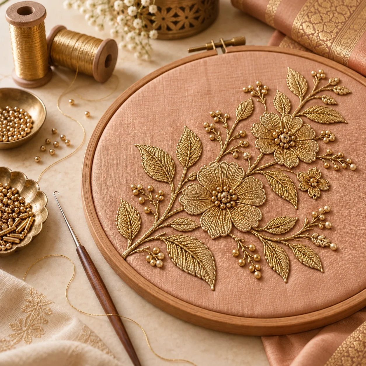 Illustrative embroidery craft artwork