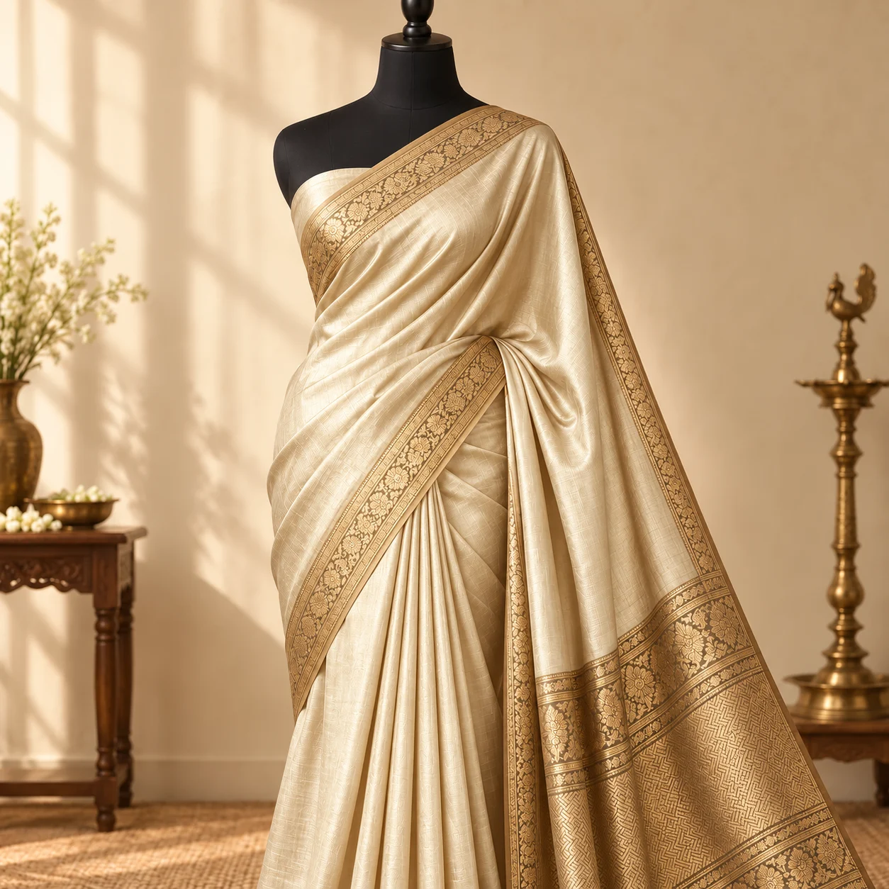 Illustrative champagne saree craft artwork