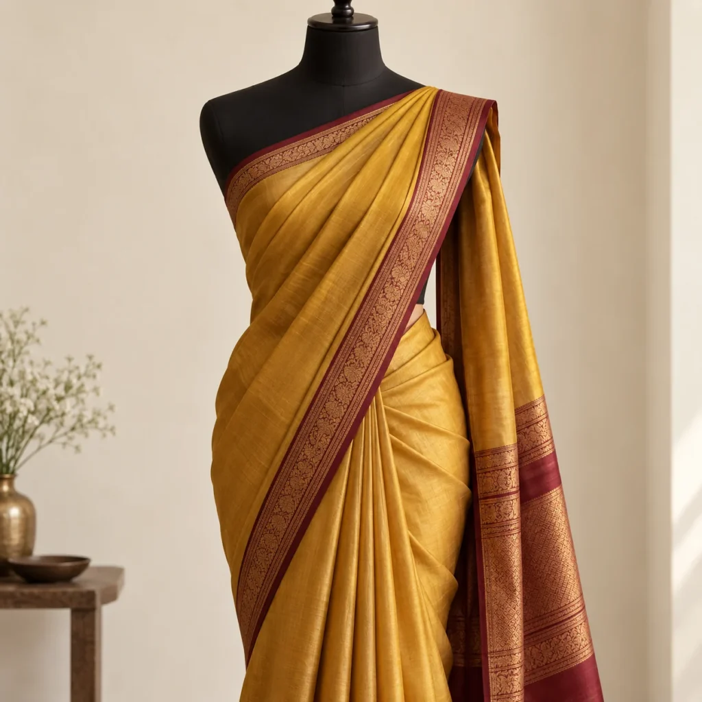 Illustrative saree gold craft artwork